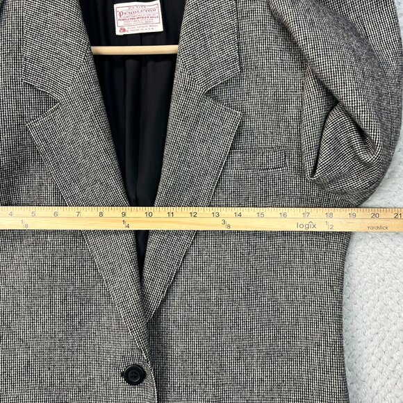Vtg Pendleton Petite Womens Blazer Micro Plaid Woolen Mills 100% Virgin Wool 12 - Picture 11 of 13